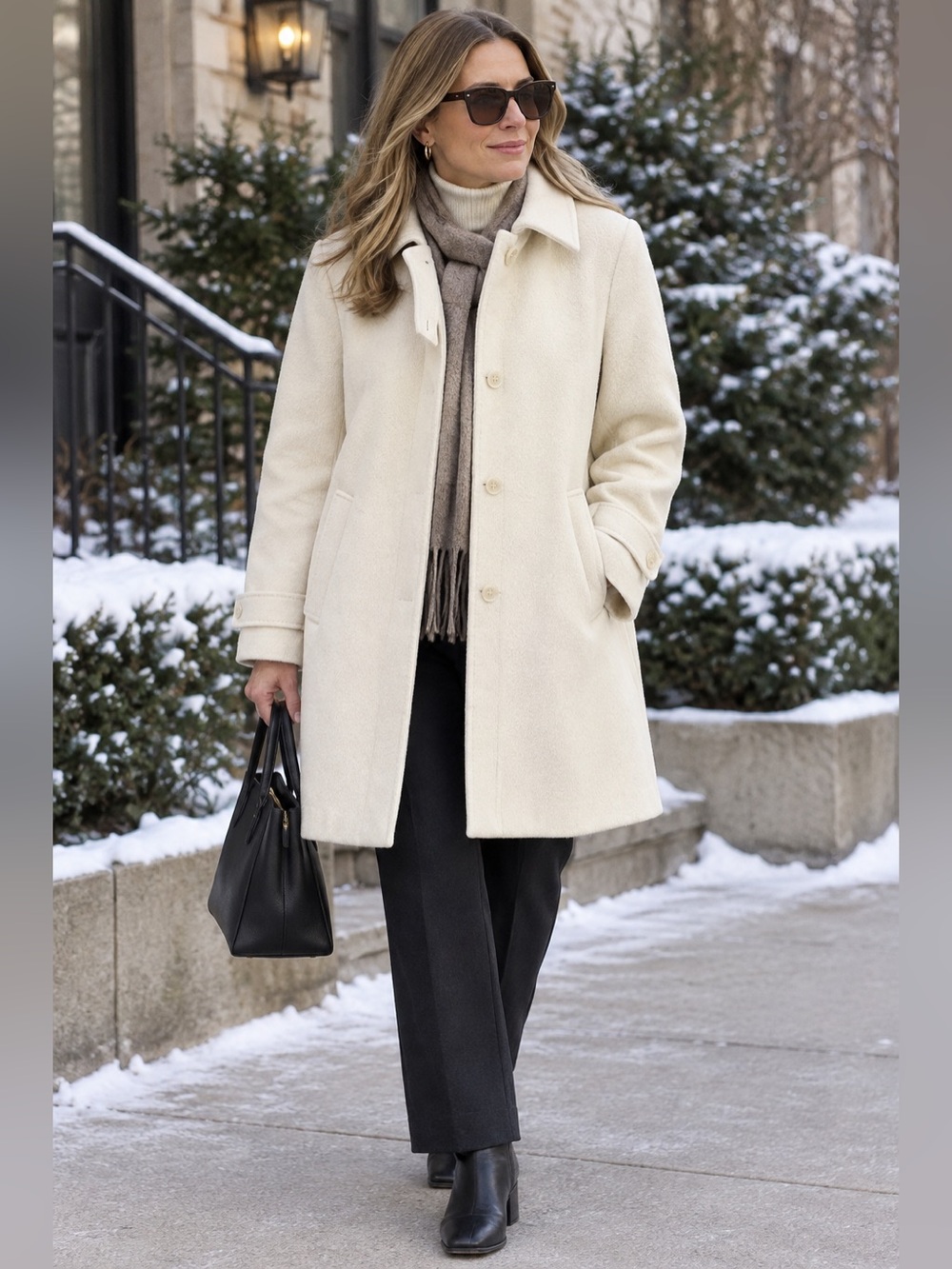 Vintage Jones New York Cream Wool Angora Blend Coat
